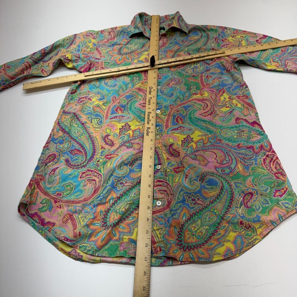 Vintage Ralph Lauren Shirt Womens Large Colorful Paisley Button Up 3/4 Sleeve SM - Picture 6 of 7